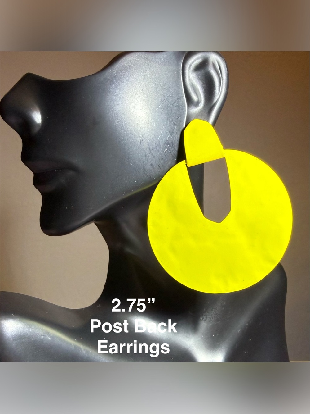 Bold Yellow Disc Post-Back Earrings